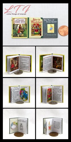 CHILDRENS FAIRY TALE CLASSICS 3 Pc Set #1 Miniature Playscale Readable Illustrated 1/6 Scale Books Little Red Riding Hood Alice in Wonderland Tale of Peter Rabbit CHILDRENS FAIRY TALE CLASSICS 3 Pc Set #1 Miniature Playscale Readable Illustrated 1/6 Scale Books Little Red Riding Hood Alice in Wonderland Tale of Peter Rabbit